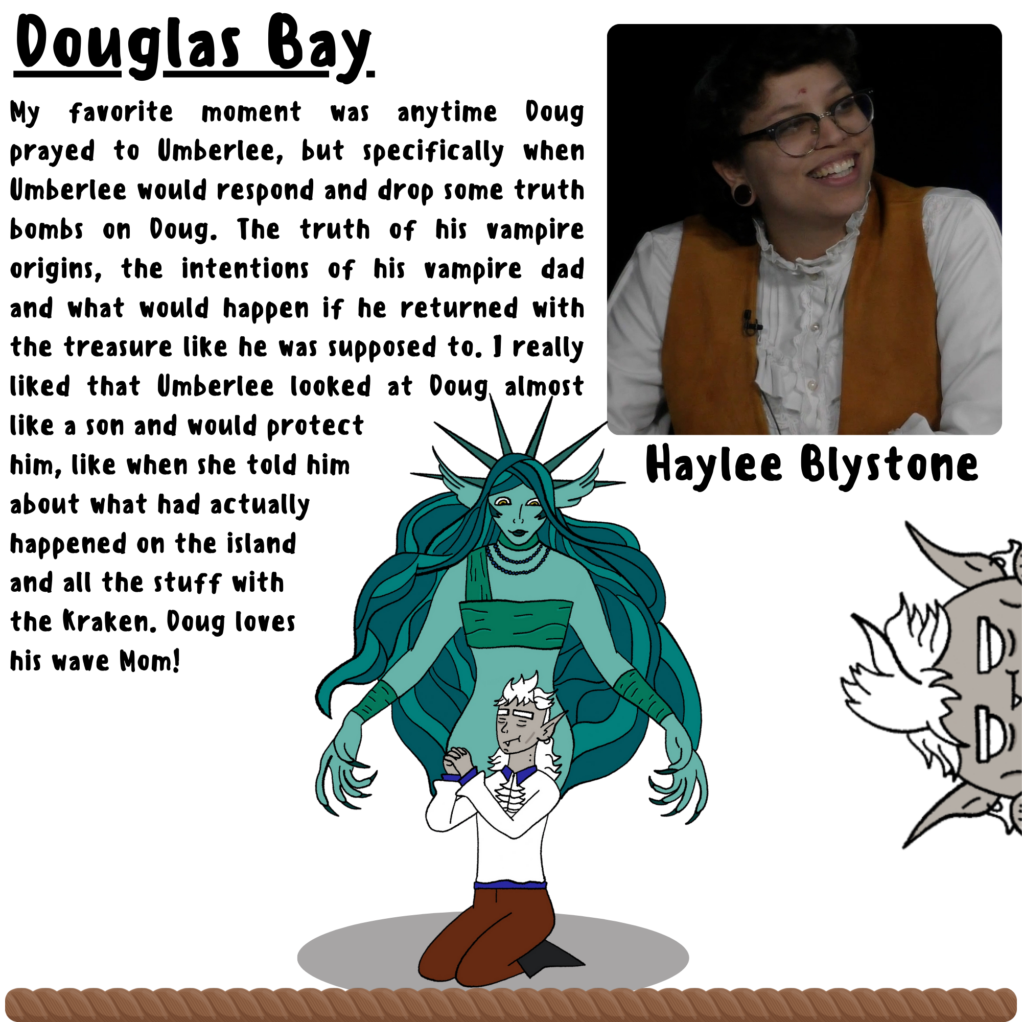 Image 1: Photo of Haylee from the final episode; Image 2: Douglas praying to the Wave Mother. 