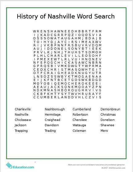 Archival Word Search sheet