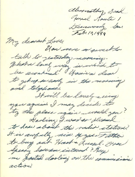 Letter from Geny to her husband Frank, from February 1944