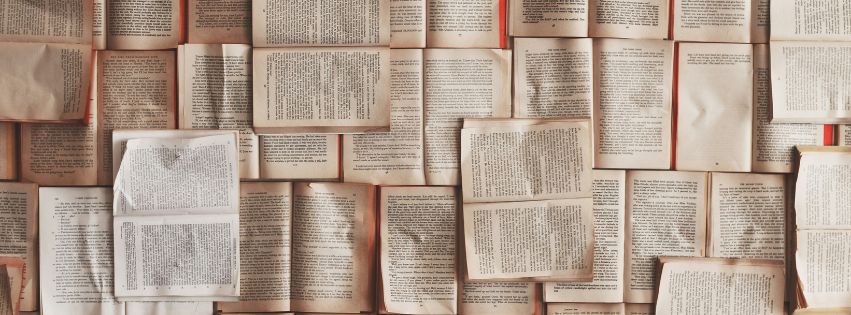 spread of books overlapping