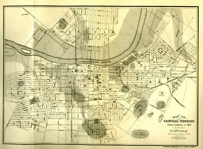 Map of the Cholera Epidemic in Nashville, in 1873