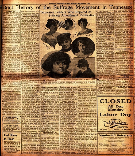 Tennessean page from September 5th, 1920