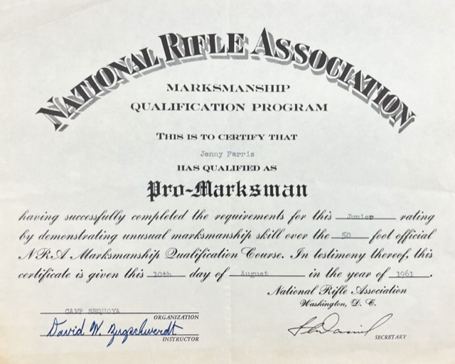 National Rifle Association Certificate