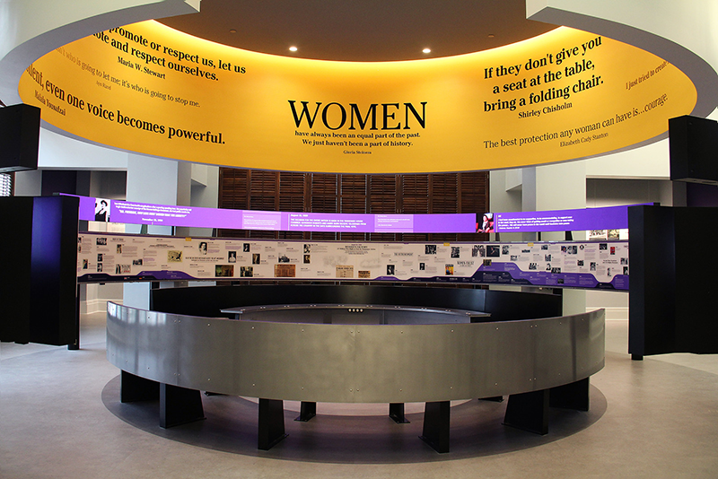 photo of the Votes for Women interactive exhibit at the Main Library downtown