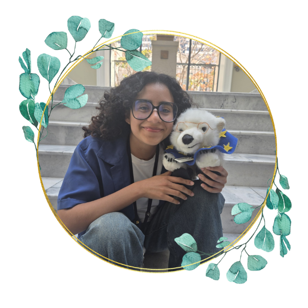 Sol, on left, holding Vanilla, a polar bear