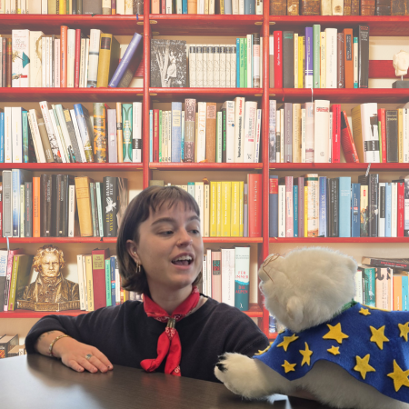 Hannah Gerst and Vanilla looking at each other 