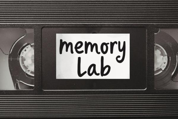 VHS tape with label that reads "memory lab"