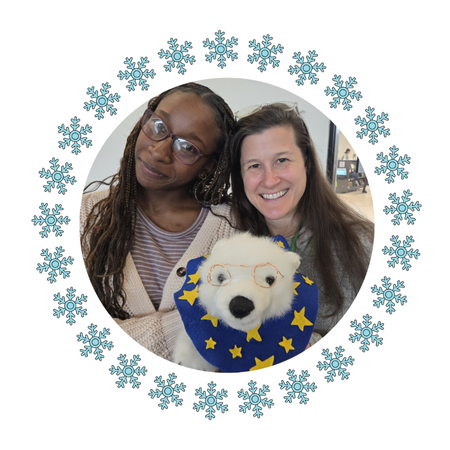 Destinee and Rebecca holding Vanilla 