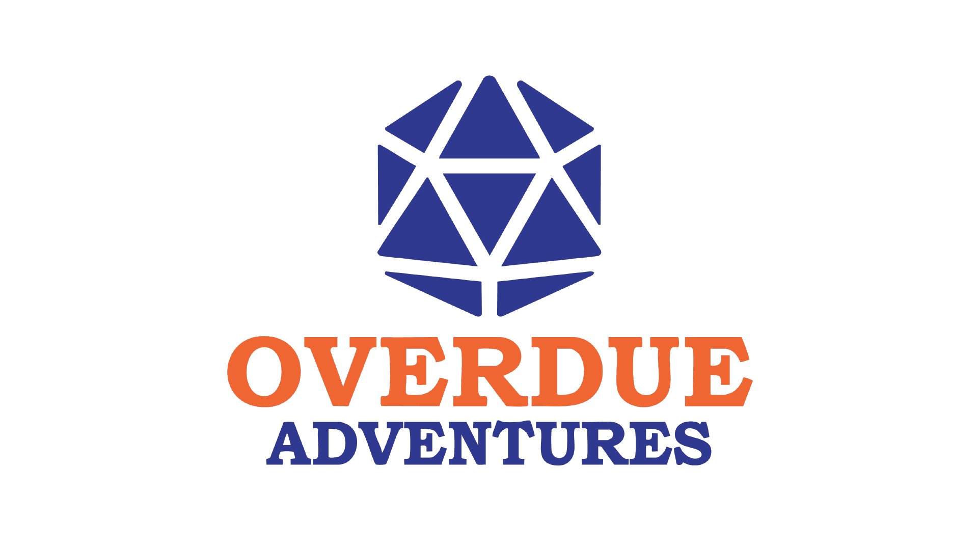 A D20 Dice with the text Overdue Adventures