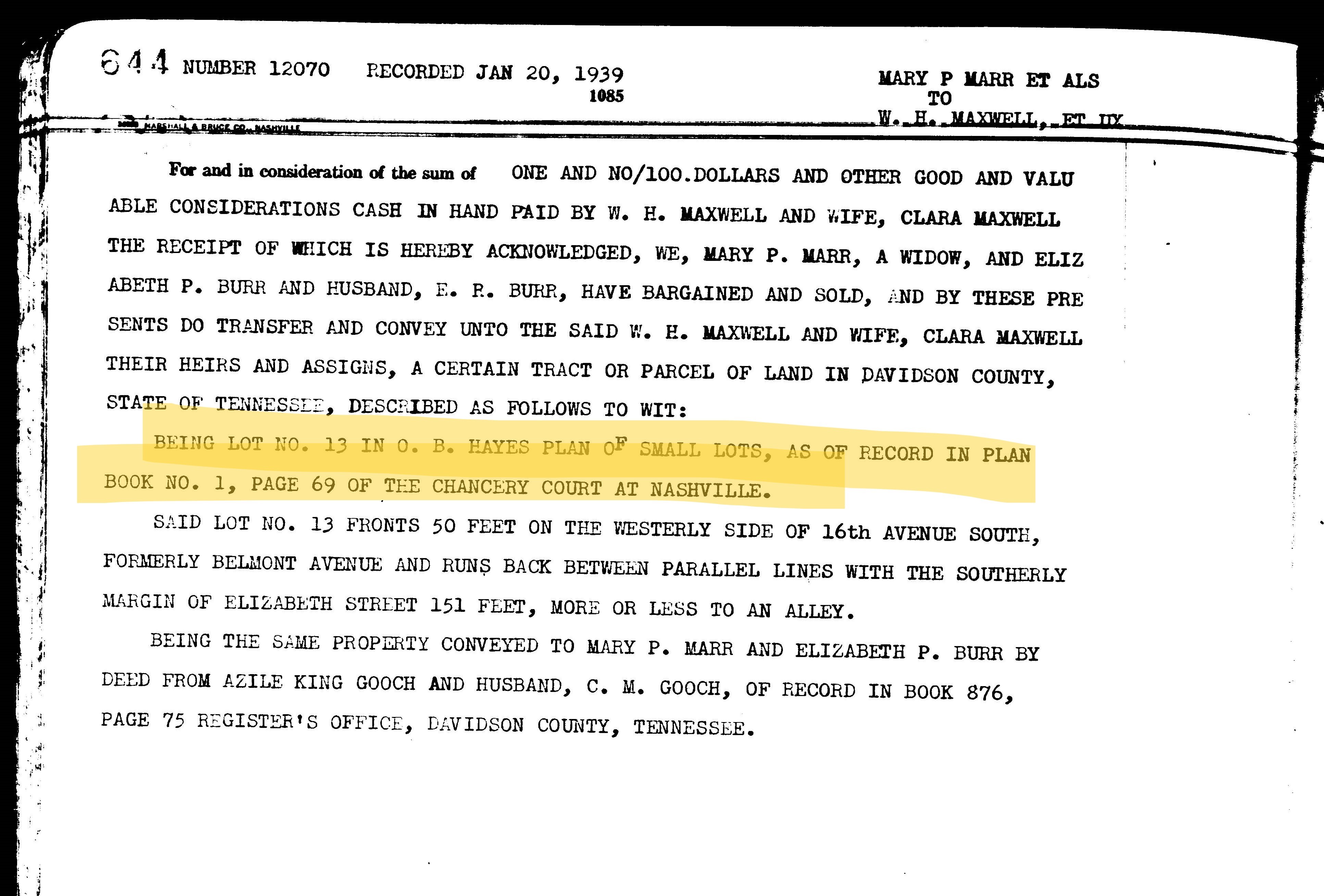 Deed from book 1085, pg. 644