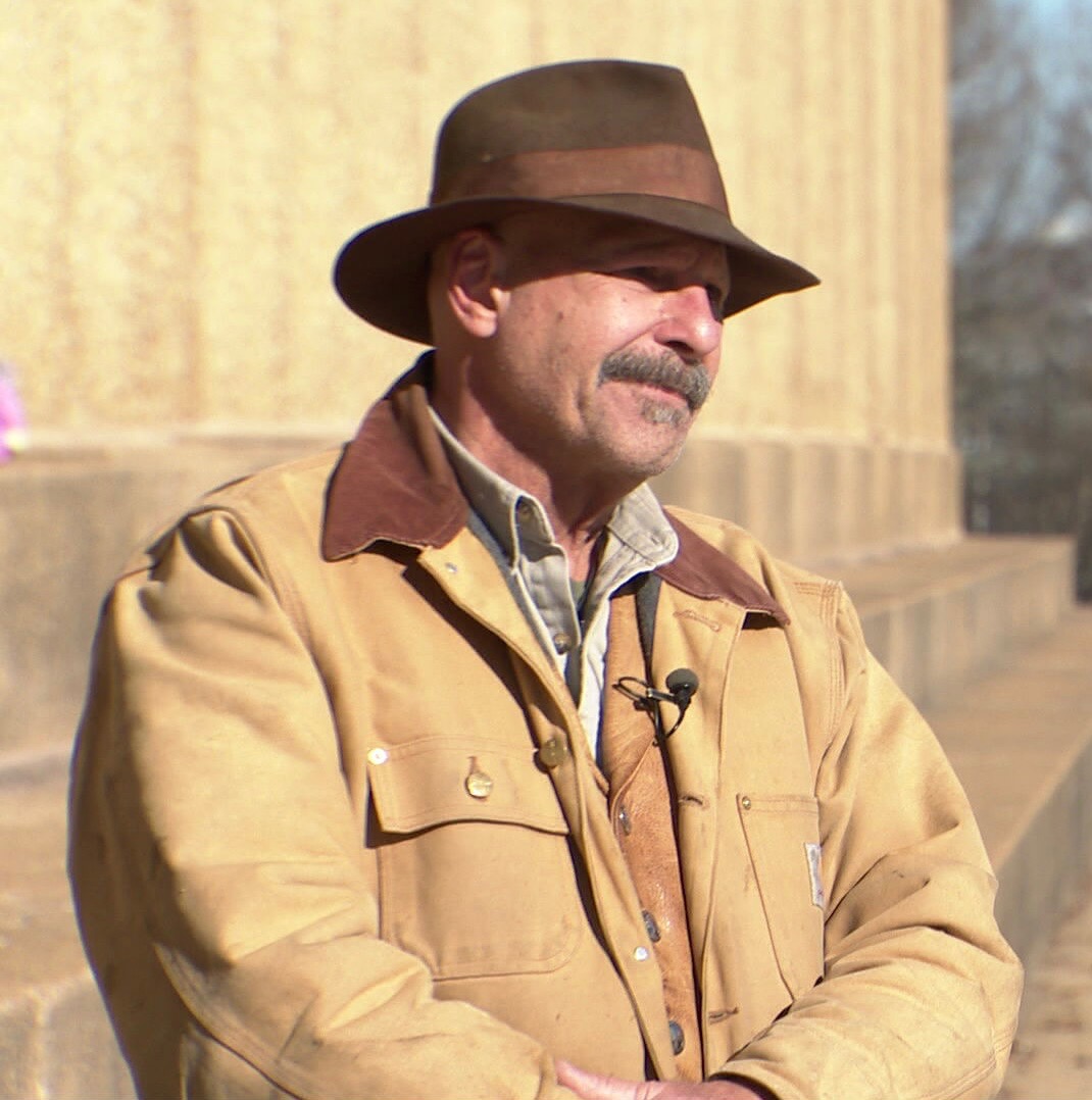 Fred Harvey III standing in front of the Parthenon in Centennial Park