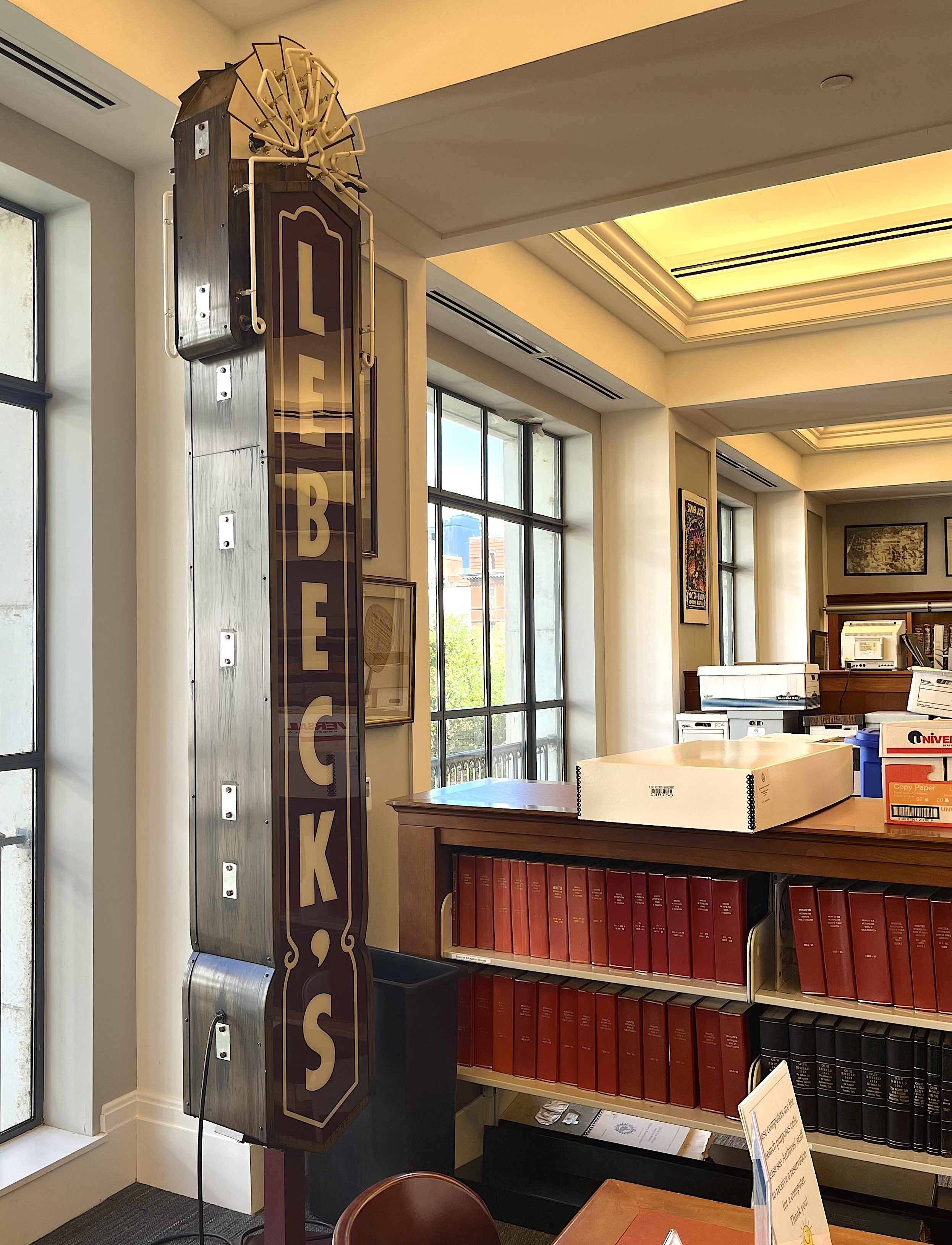 Photo of the Lebeck's Store Sign that sits in Metro Archives