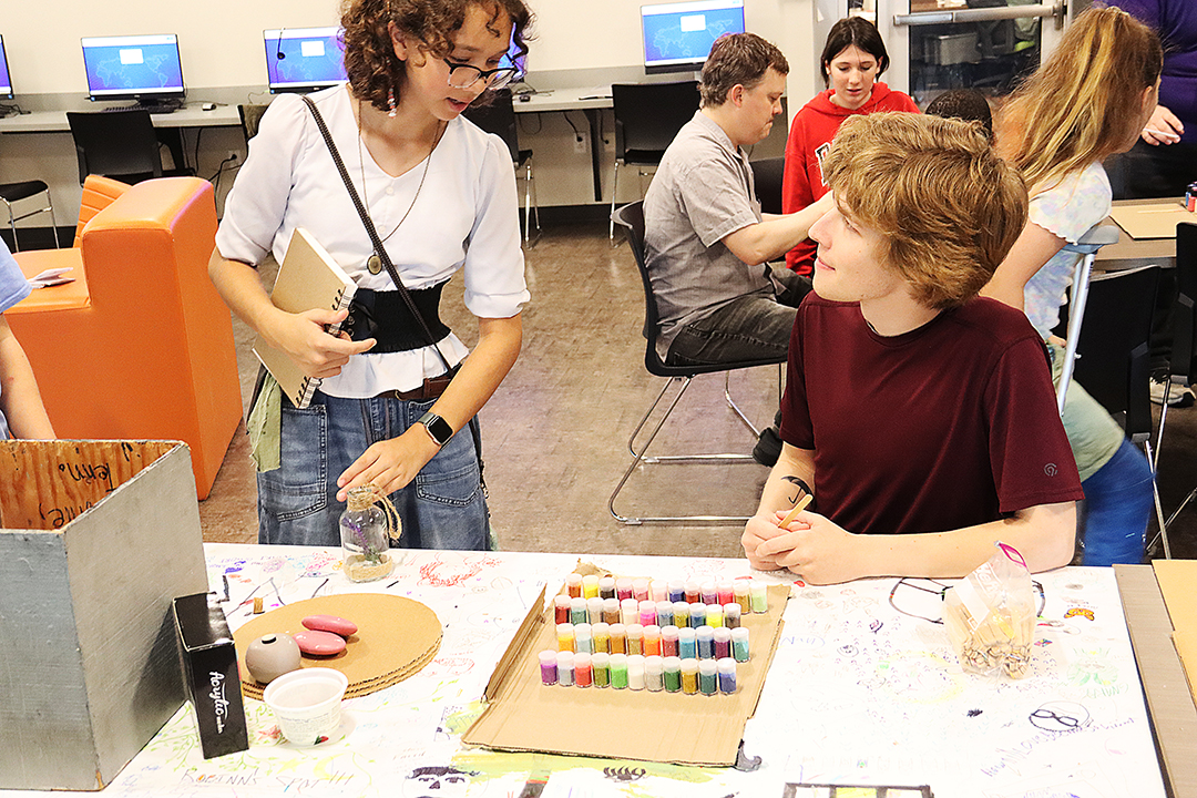 Teens creating at a makerspace