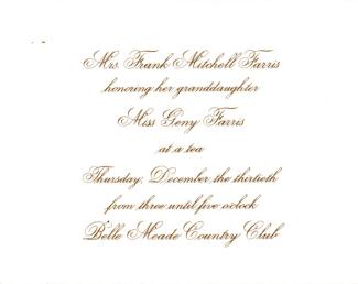 Belle Meade Country Club Debut Invitation
