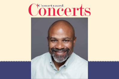 Elliott Robinson. Courtyard Concerts logo at top of image.
