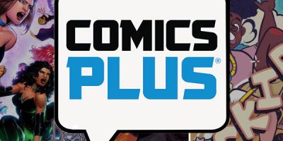 Logo. Comics Plus inside thought bubble.